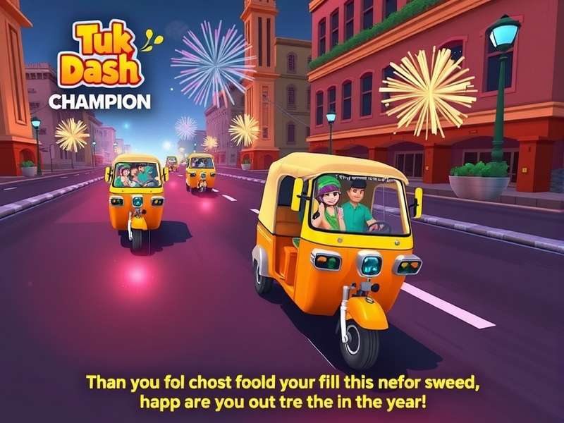 Tuk Tuk Dash Champion Diwali update showing fireworks and decorated auto-rickshaws